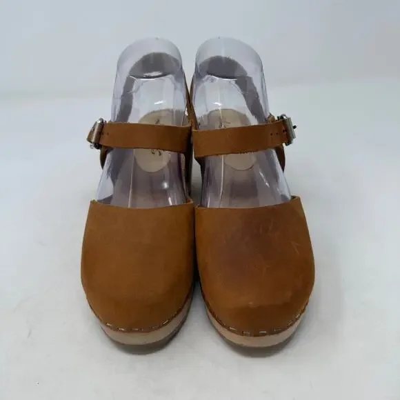 Lotta’s from Stockholm Clogs Size 37 Brown Leather Wood Heel Mary Jane Shoes - Picture 5 of 16